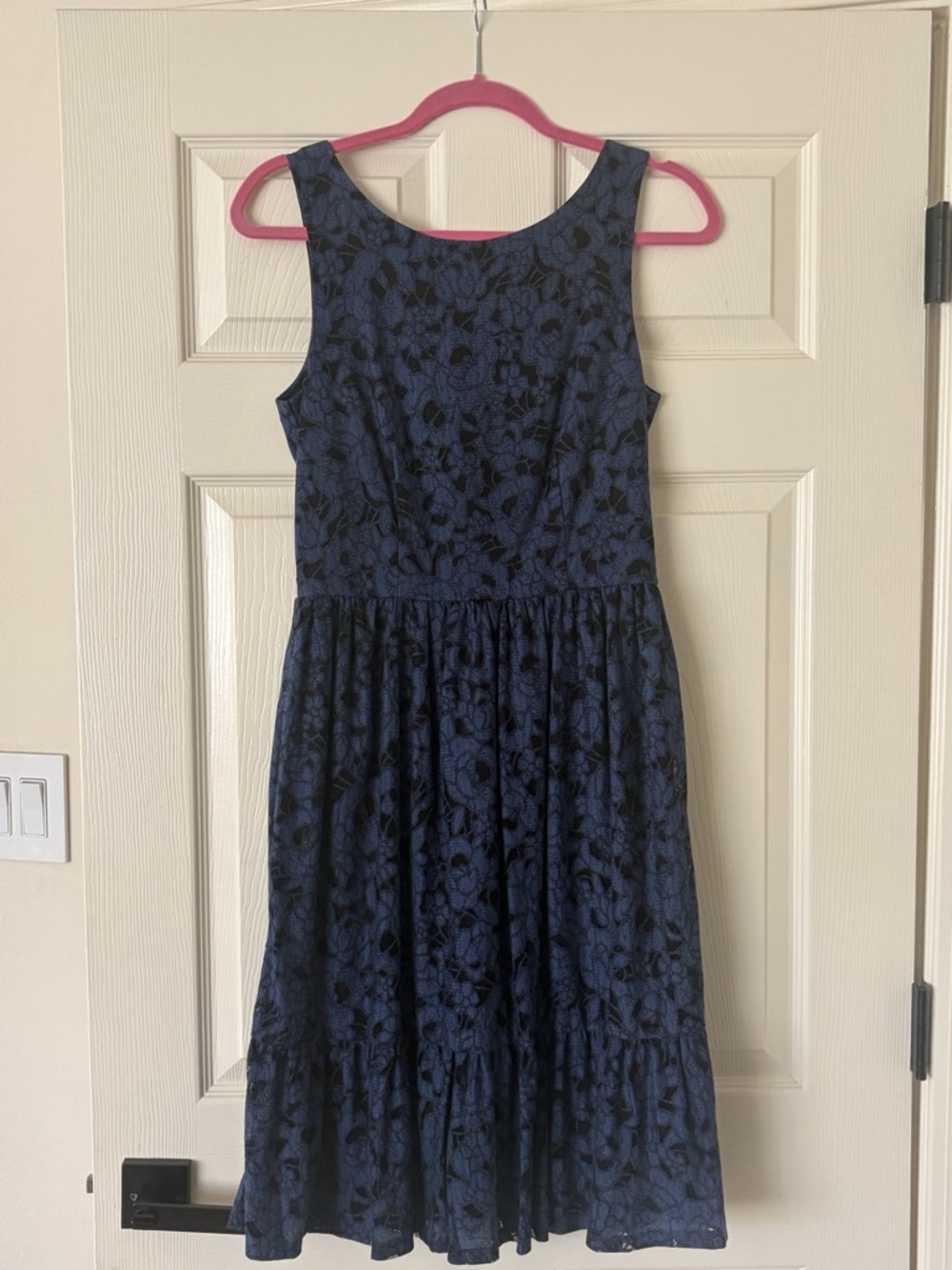 Mystic Navy and Black Floral Lace Girls Dress
